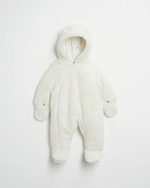 Faux fur overalls suit Off-white colour  Natalys