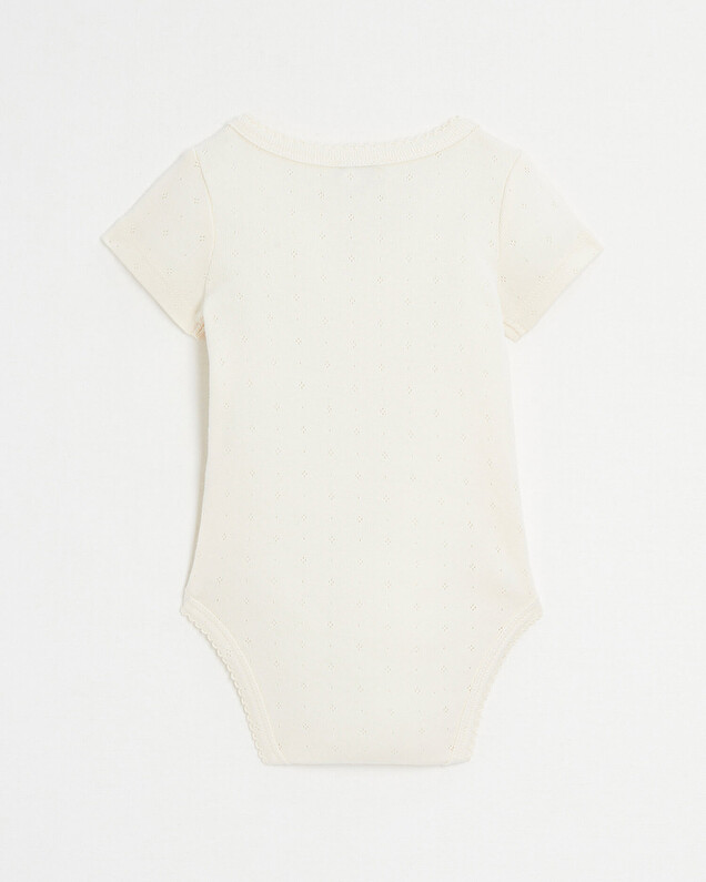 Fancy openwork crossed bodysuit Chalk colour  Natalys