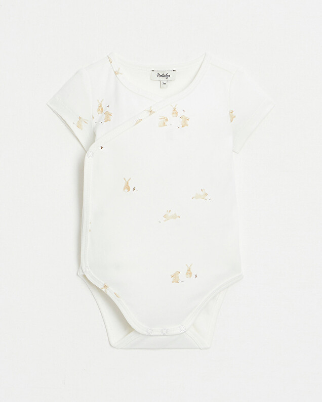 Crossed short-sleeved bodysuit Bunny print  Natalys