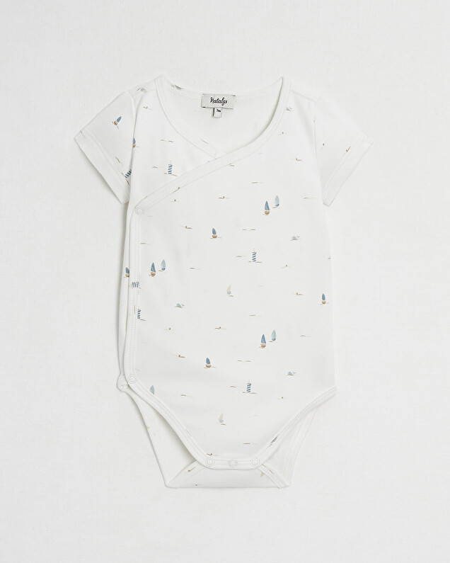 Crossed short-sleeved bodysuit Boat print  Natalys