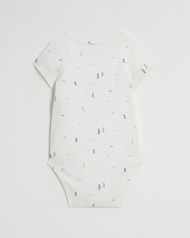 Crossed short-sleeved bodysuit Boat print  Natalys