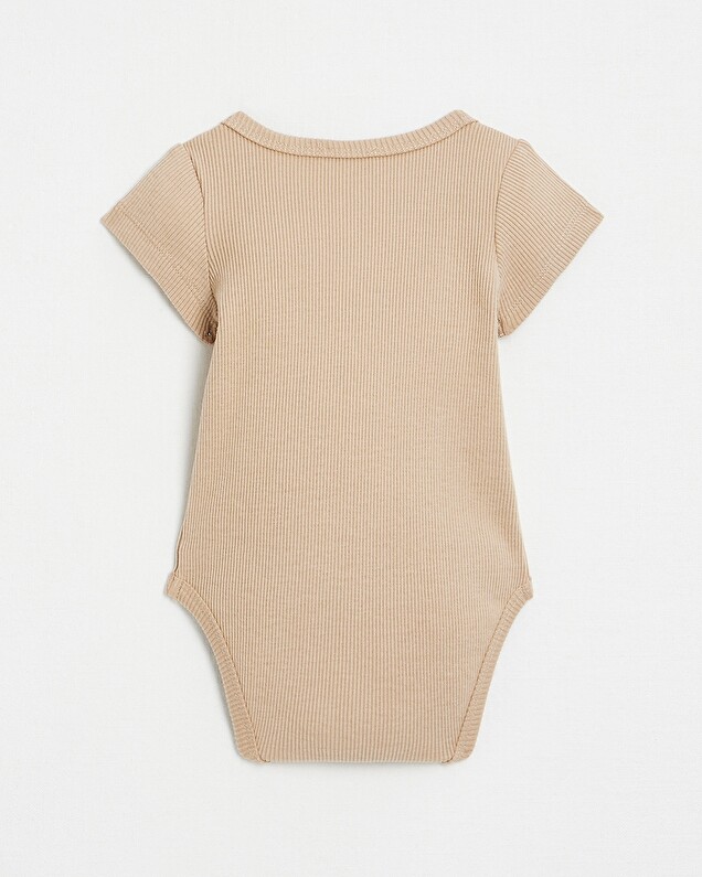 Crossed short-sleeved bodysuit Camel colour  Natalys