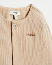 Kitten embroidered onesie Camel colour  Natalys