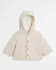Hooded knitted jacket Mottled beige colour  Natalys