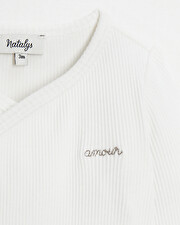 Crossed long-sleeved bodysuit Off-white colour  Natalys