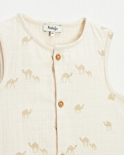 Cotton gauze jumpsuit Camel print  Natalys