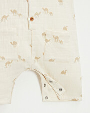 Cotton gauze jumpsuit Camel print  Natalys