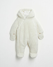 Faux fur overalls suit Off-white colour  Natalys