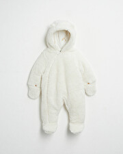 Faux fur overalls suit Off-white colour  Natalys