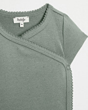 Fancy openwork crossed bodysuit Grey-green colour  Natalys