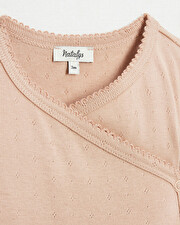 Fancy openwork crossed bodysuit Pink colour  Natalys