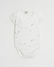 Crossed short-sleeved bodysuit Boat print  Natalys