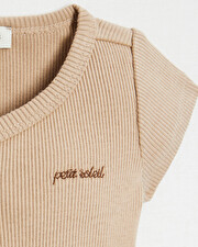 Crossed short-sleeved bodysuit Camel colour  Natalys