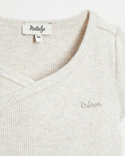 Crossed short-sleeved bodysuit Mottled beige colour  Natalys