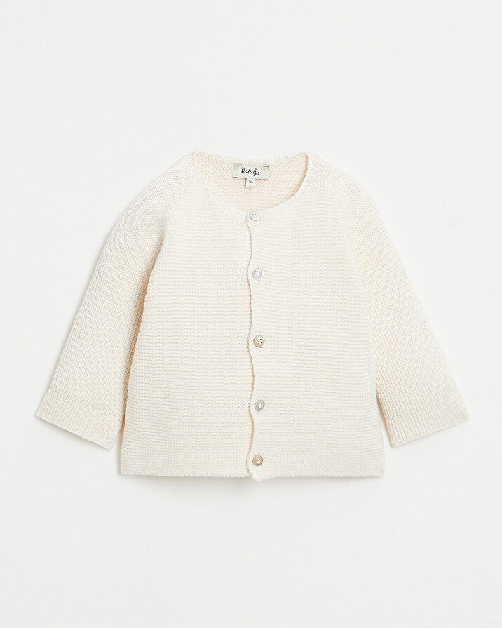 Cotton knitted cardigan Off-white colour  Natalys