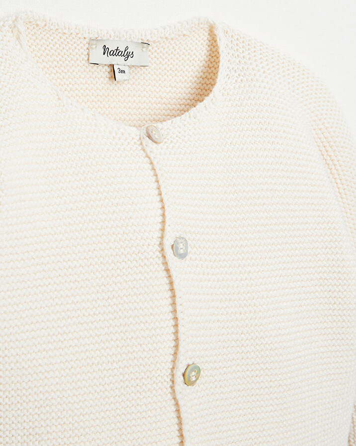 Cotton knitted cardigan Off-white colour  Natalys