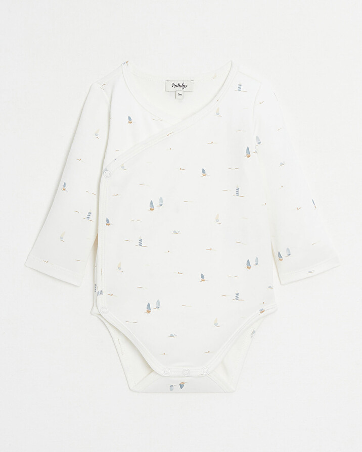 Crossed long-sleeved bodysuit Boat print  Natalys