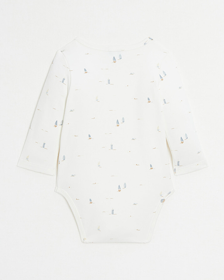 Crossed long-sleeved bodysuit Boat print  Natalys