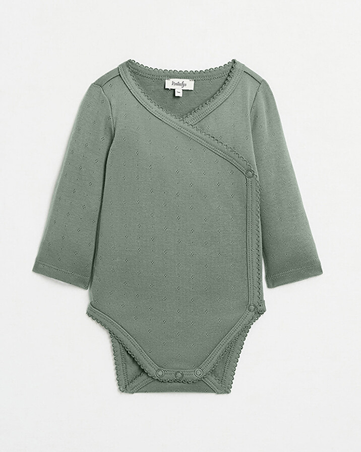 Fancy crossed bodysuit Grey-green colour  Natalys