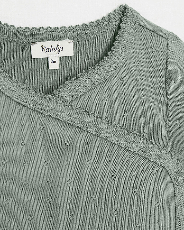 Fancy crossed bodysuit Grey-green colour  Natalys