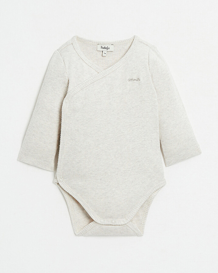 Crossed long-sleeved bodysuit Mottled beige colour  Natalys