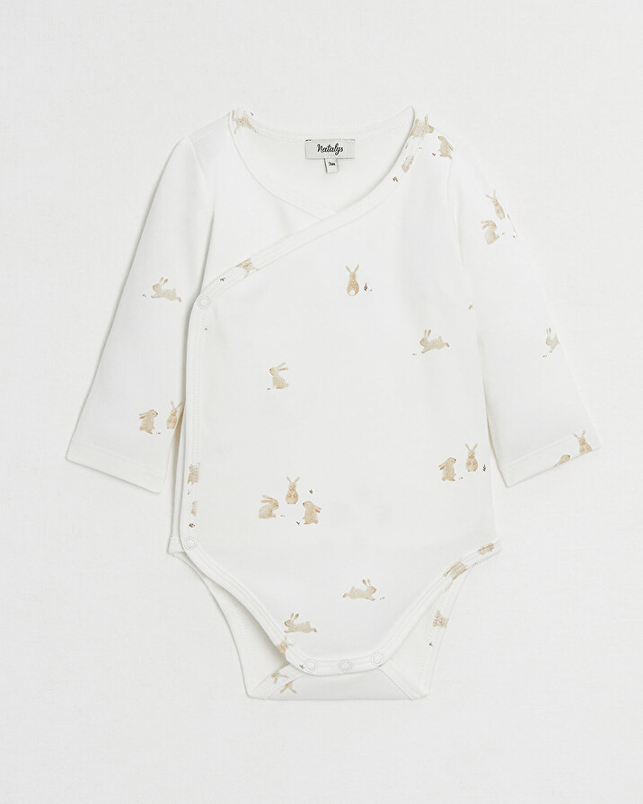 Crossed long-sleeved bodysuit Bunny print  Natalys