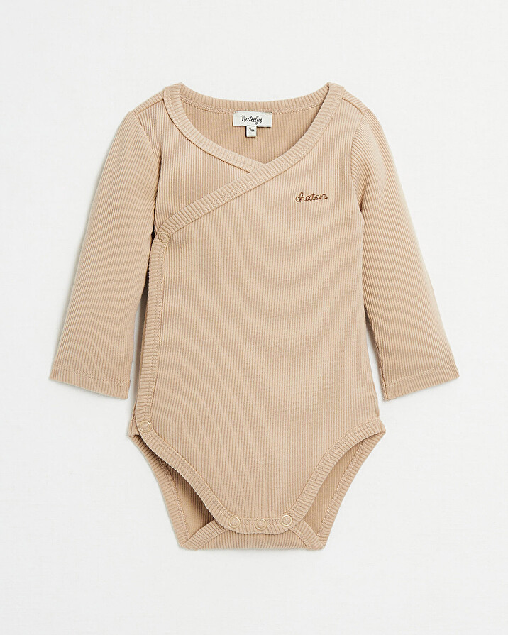 Crossed long-sleeved bodysuit Camel colour  Natalys