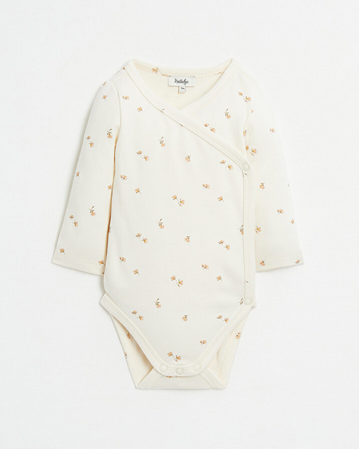 Crossed long-sleeved bodysuit Floral print  Natalys