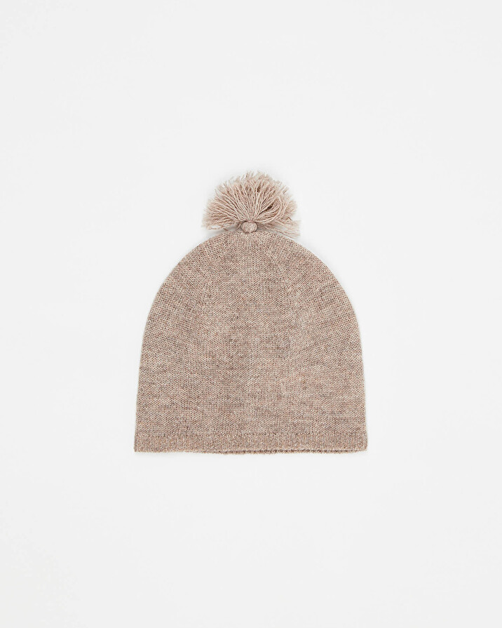Merino wool beanie Mottled brown colour  Natalys