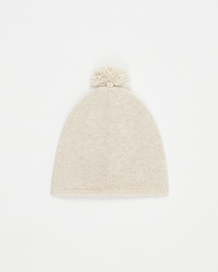 Merino wool beanie Mottled beige colour  Natalys