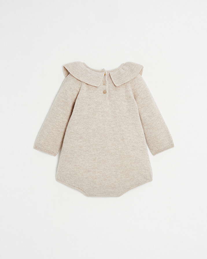 Merino wool romper Mottled beige colour  Natalys
