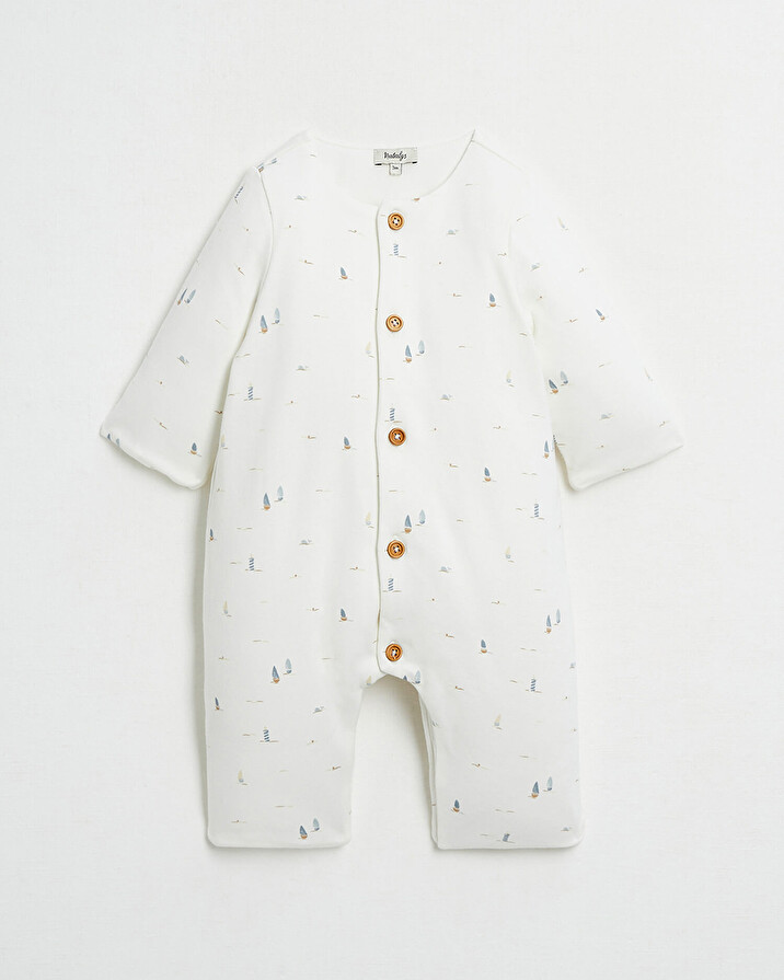 Footless long jumpsuit Boat print  Natalys