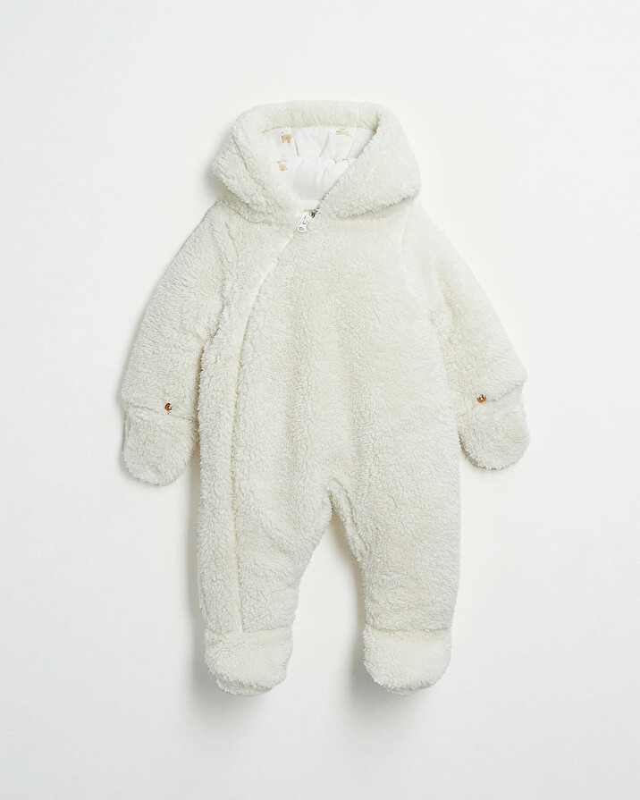 Faux fur overalls suit Off-white colour  Natalys