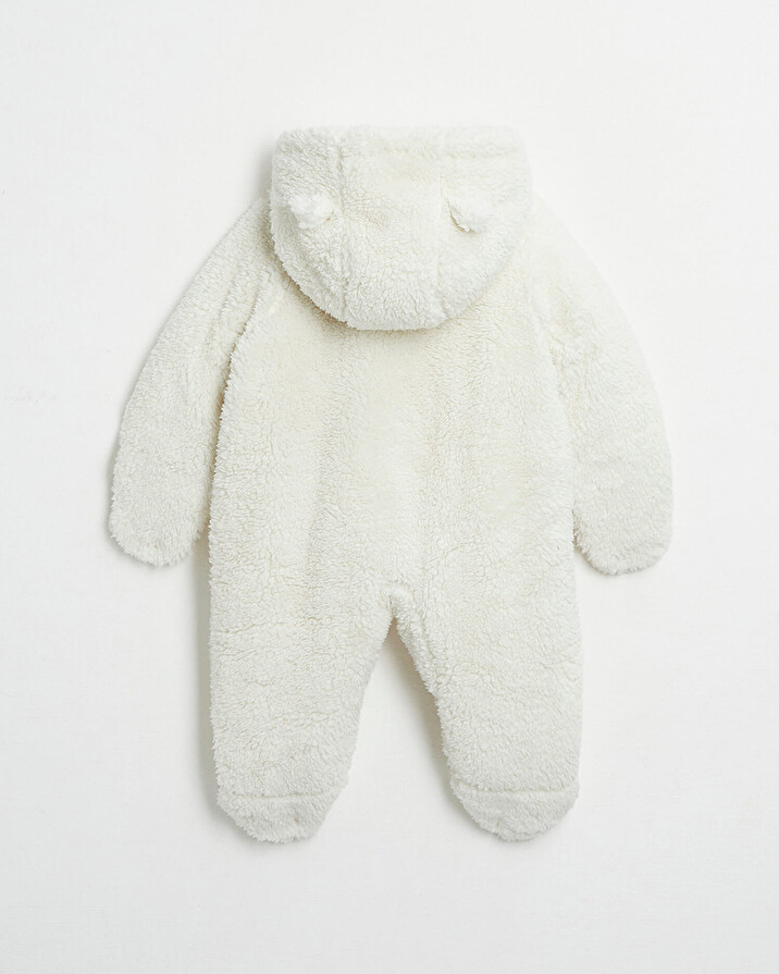 Faux fur overalls suit Off-white colour  Natalys