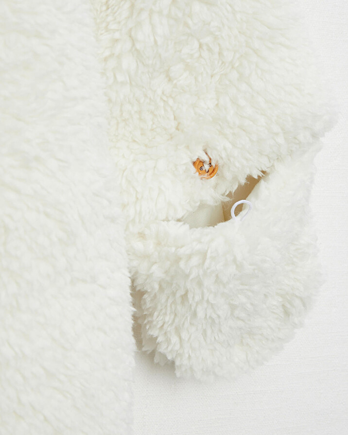 Faux fur overalls suit Off-white colour  Natalys