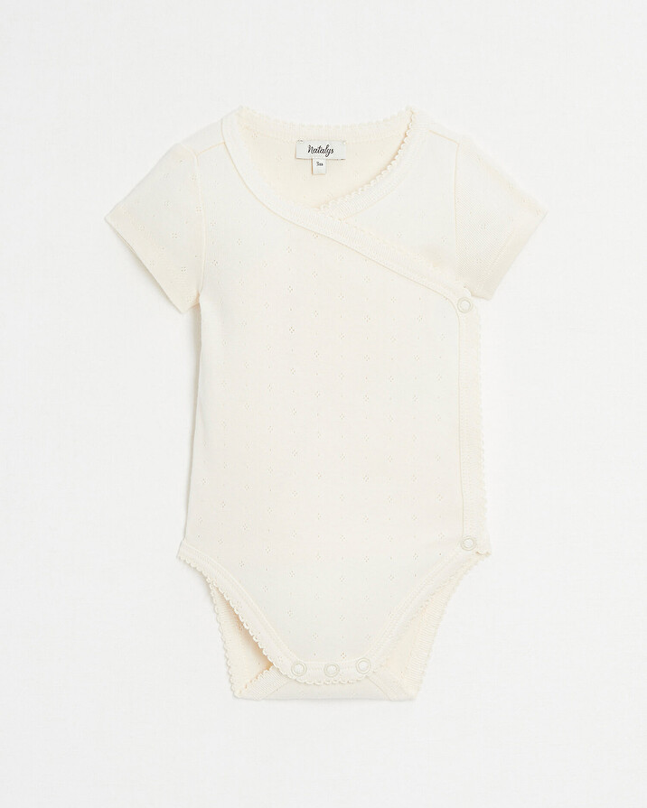 Fancy openwork crossed bodysuit Chalk colour  Natalys