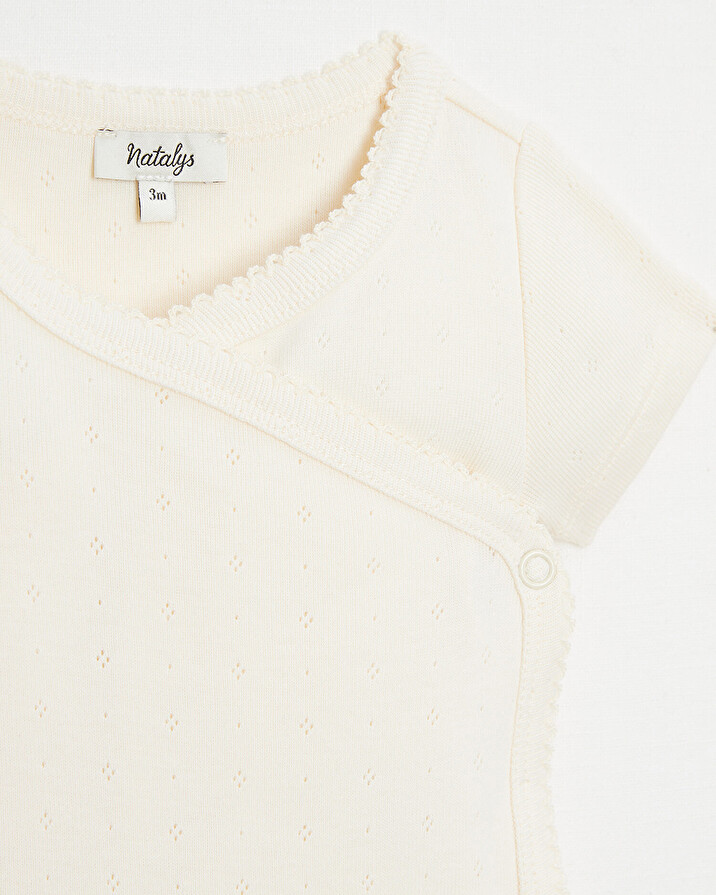 Fancy openwork crossed bodysuit Chalk colour  Natalys