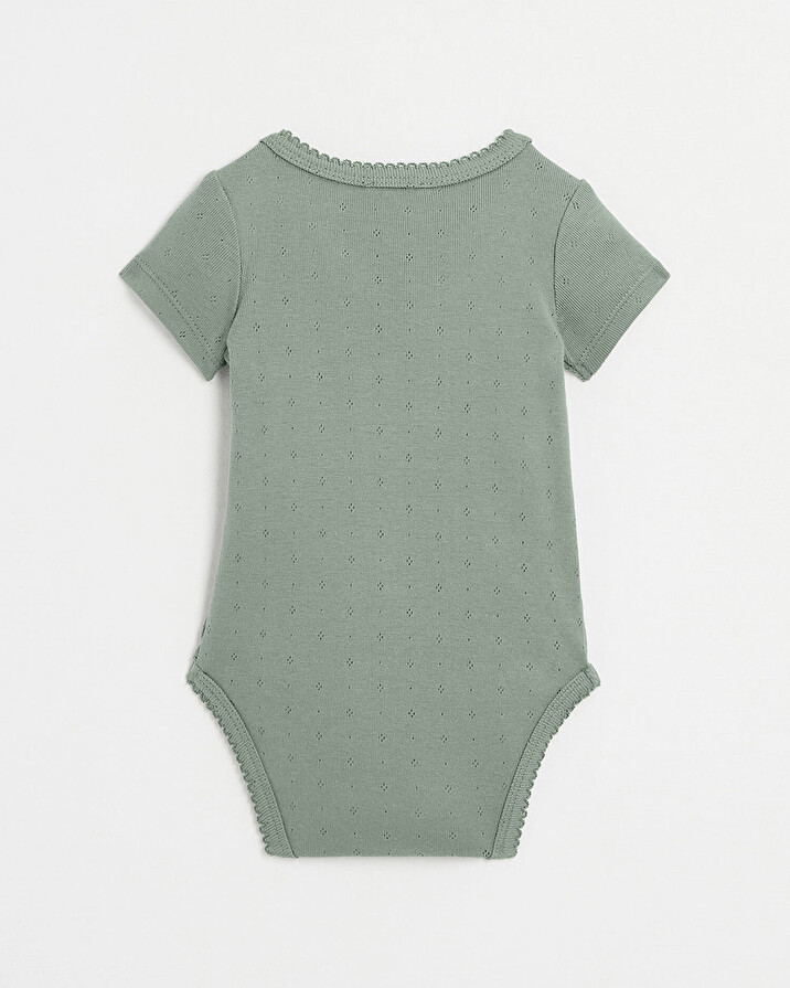 Fancy openwork crossed bodysuit Grey-green colour  Natalys