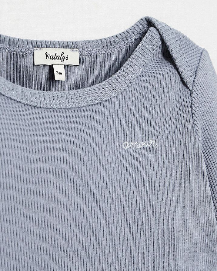 American neckline T-shirt Blue-grey colour  Natalys