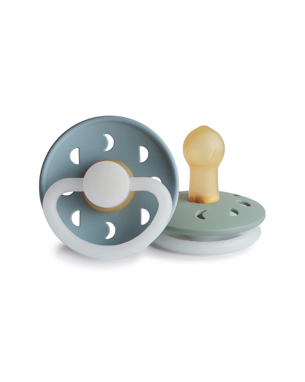 Set of 2 Moon Night latex pacifiers Colours stone blue/sage  Frigg