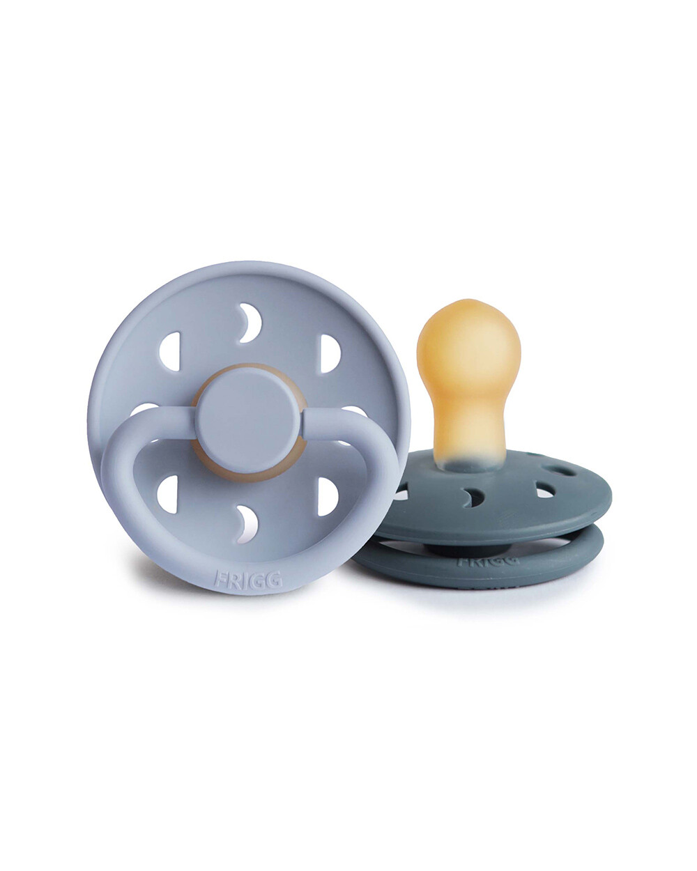 Set of 2 Moon latex pacifiers Powder blue/slate  Frigg