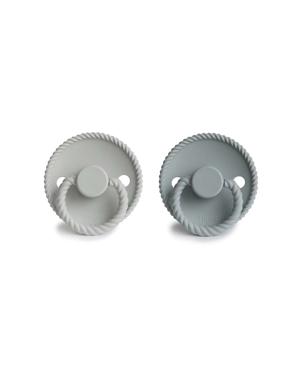 Set of 2 silicone Rope pacifiers Colours french gray/silver gray  Frigg