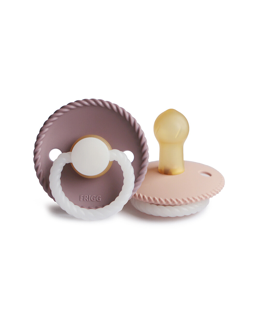 Set of 2 Rope latex pacifiers Colour twilight mauve/blush  Frigg
