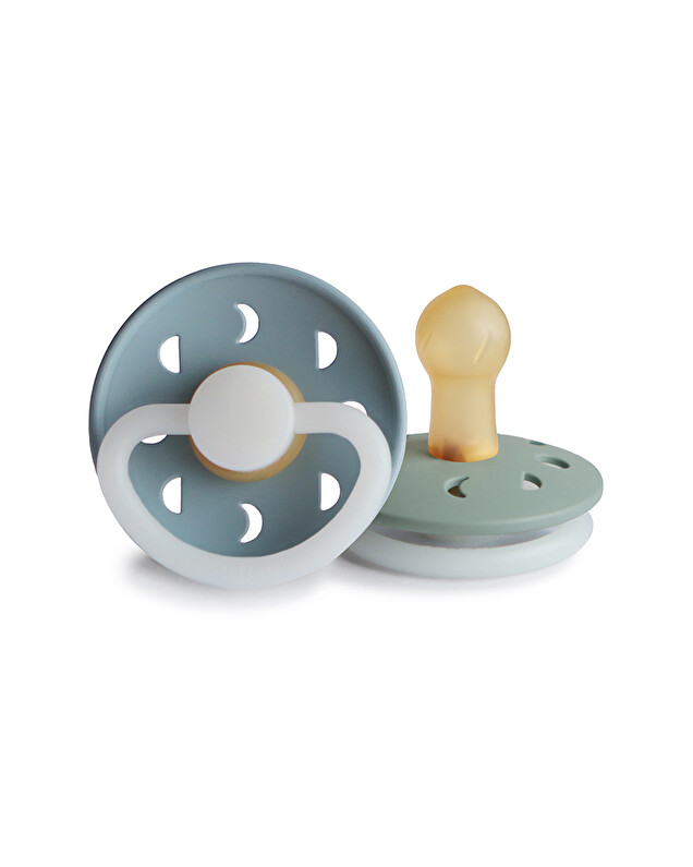 Set of 2 Moon Night latex pacifiers Colours night stone blue/sage  Frigg