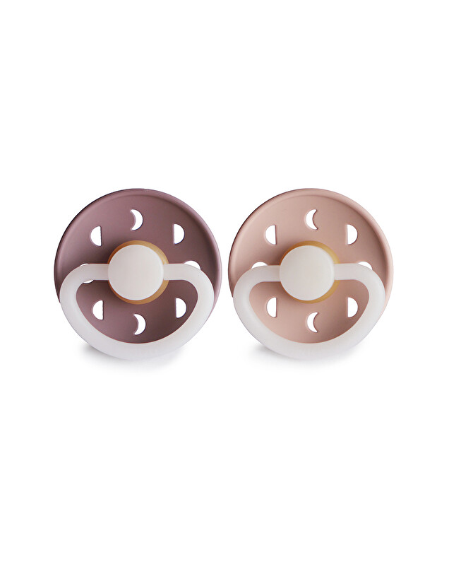 Set of 2 Moon Night latex pacifiers Purple/blush  Frigg