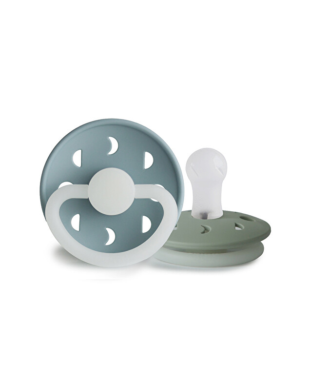 Set of 2 Moon Night silicone pacifiers Colours stone blue/sage  Frigg