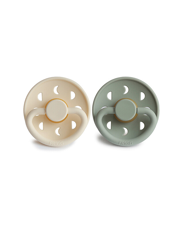 Set of 2 Moon latex pacifiers Cream/sage colours  Frigg