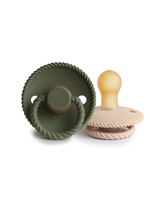 Set of 2 Rope latex pacifiers Crescent/olive colour  Frigg