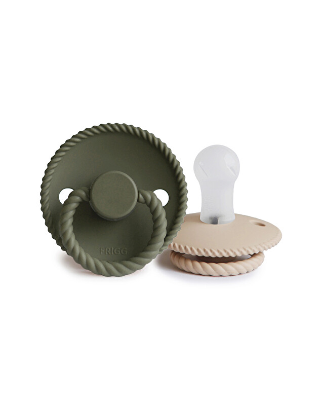 Set of 2 silicone Rope pacifiers Crescent/olive colour  Frigg