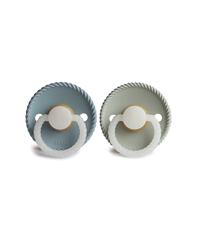 Set of 2 Rope latex pacifiers Colours night stone blue/sage  Frigg
